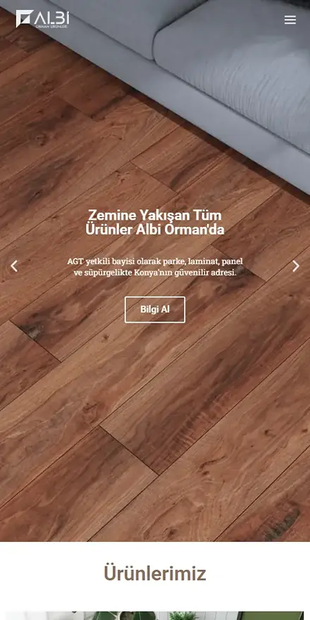 Albi Orman Ürünleri sitesinin mobil görünümü