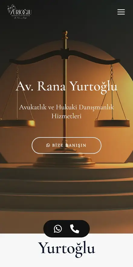 Av. Rana Yurtoğlu sitesinin mobil görünümü