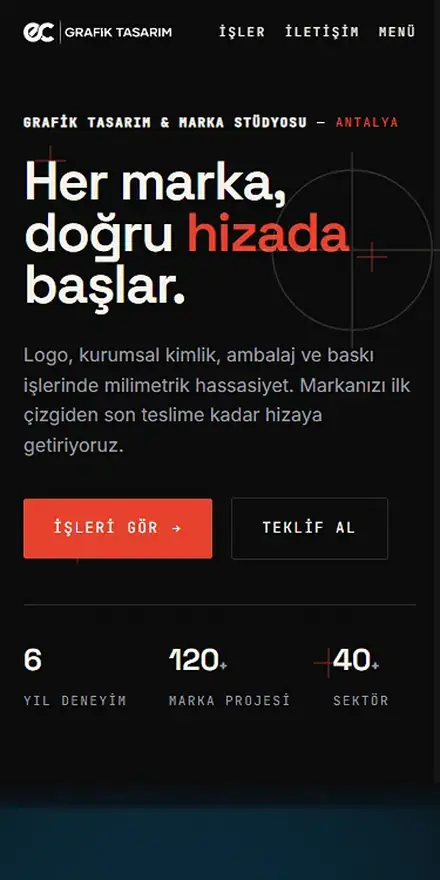 EC Grafik Stüdyo sitesinin mobil görünümü