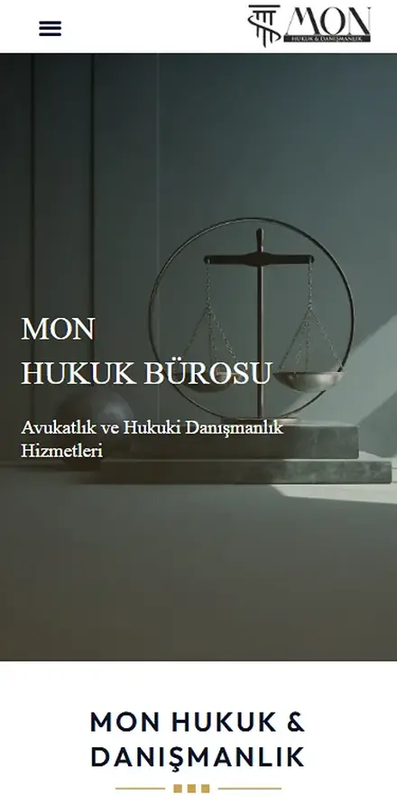 Mon Hukuk sitesinin mobil görünümü